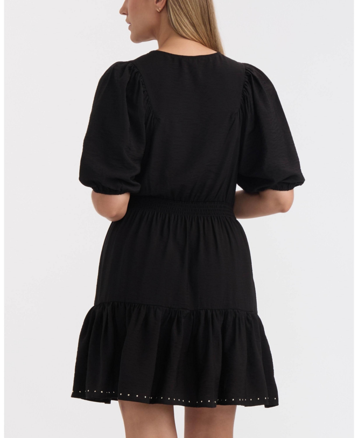 Ellen Tracy Women's Studded Crinkle Dress In Black