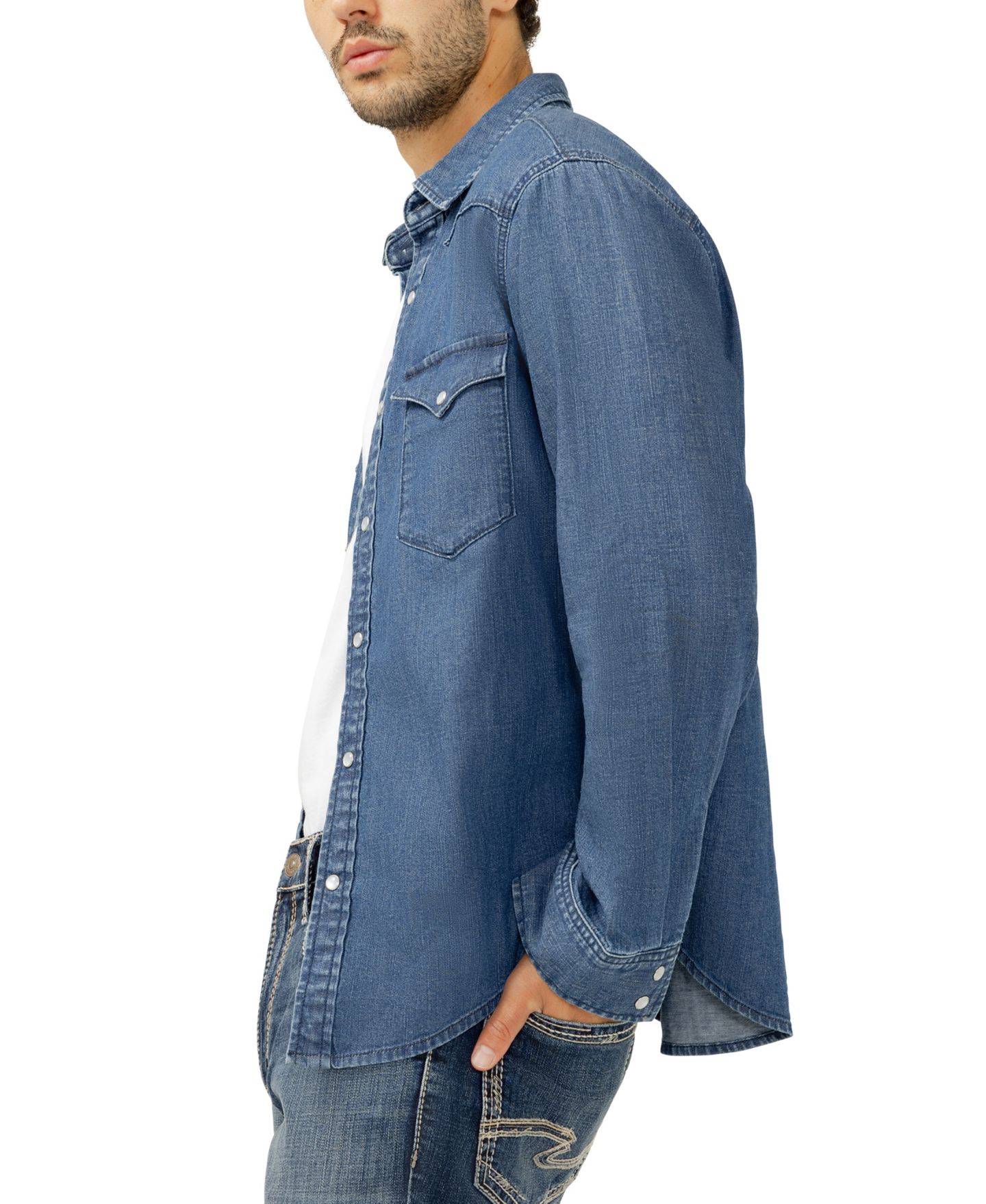 Мужская рубашка Silver Jeans Co. Denim Western, цвет: Steer — фото 2