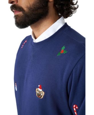 Christmas Sweater for Men - X- Mas Icons - Black - With Stylish Christmas Icons - Long Sleeve - Crew Neck