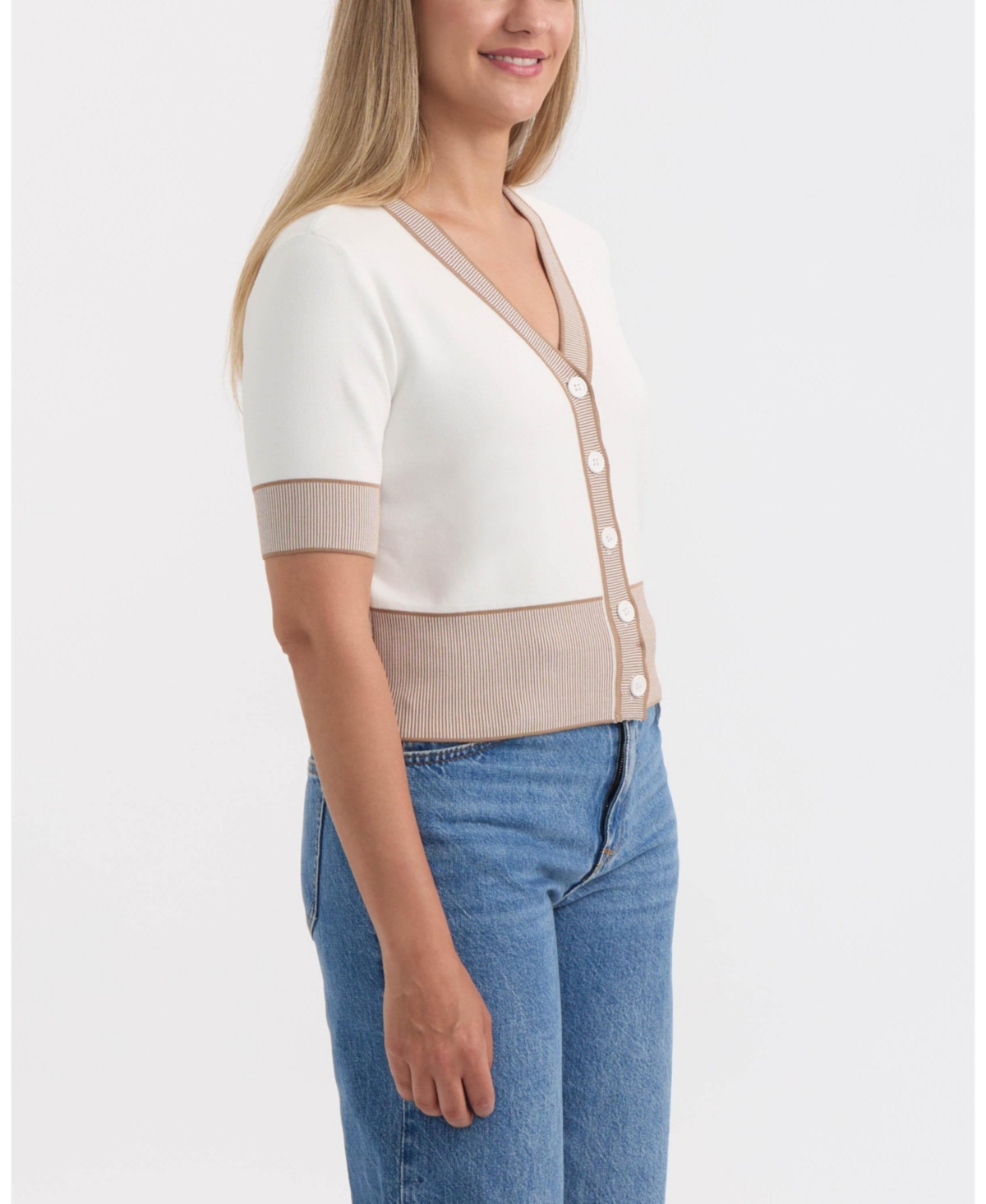 Ellen Tracy V-neck Sweater In White