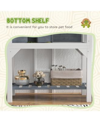 Tortoise Habitat with Storage Shelf, Wooden Tortoise Enclosure,