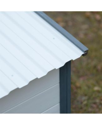 44.1 in. Outdoor Wooden Dog house with Food bowl, 4 swivel wheels in Gray