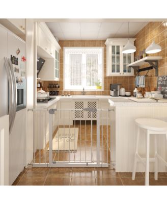 29.5-45.3 in. Wide Baby Gate for Stairs, Dog Gate Indoor for Doorways, No Drilling Pressure Mounted Pet Gates in White