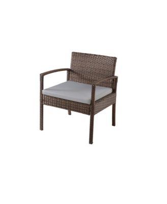 Conversation Set. Dark Brown Wicker With Beige Fabric