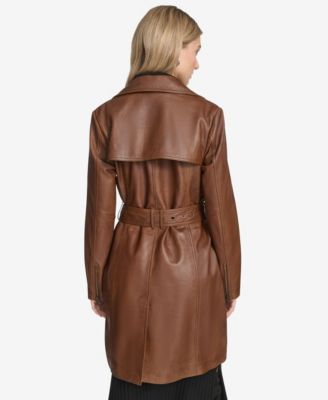 Women's Jacqui Moto Style Leather Trench Coat