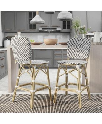 Adino Aluminum Woven Seat Patio Bar Chair (Set of 2)