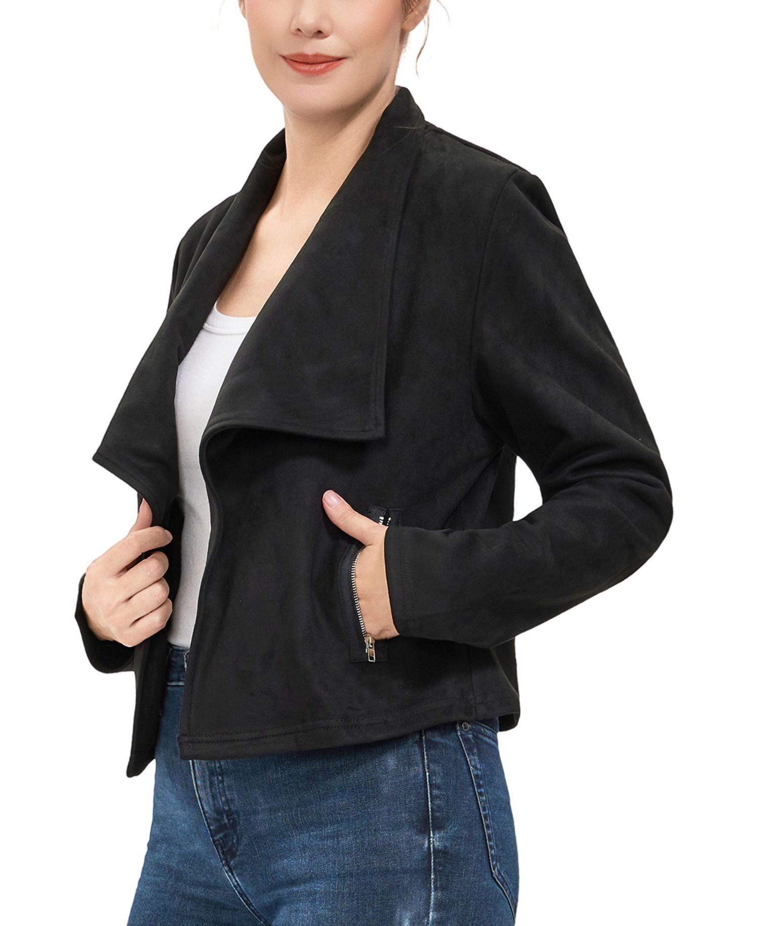 Women's kimi + kai Faux Suede Open Front Jacket