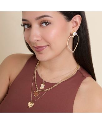 Glass Stone Heart Earrings