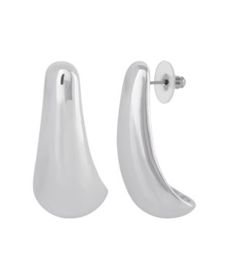 Sculptural Silver-Tone Drop Earrings for Modern Elegance