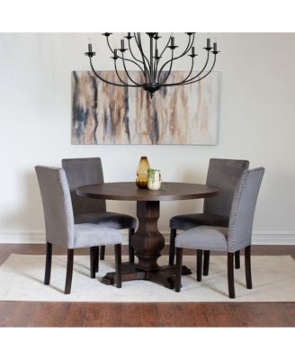 Fordsville 5-Pc Dining Set, Pedestal Round Table with 4 Stylish Chairs, Gray