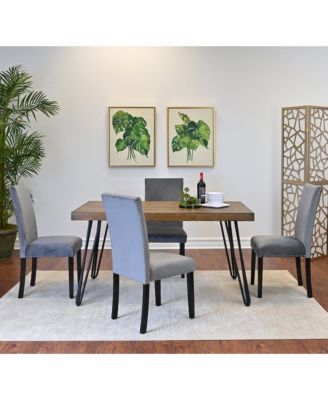 5-Pc. Engineered Wood & Metal Hairpin Dining Table With  4 Upholstered Chairs Dining Room Set