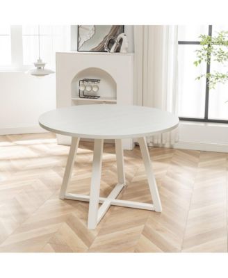 Varna 5-Pc Round Dining Set, Trestle Dining Table with 4 Chairs, Antique Gray