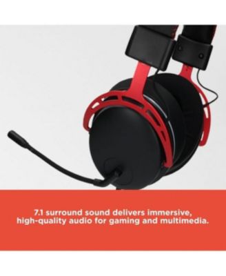 Gaming 7.1 USB Headphones, Surround Sound, Comfortable Ear Cushions, Noise-Canceling Mic, LED Lights, Black Red Design, PC Gaming Accessory