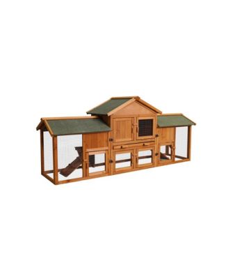 79.5 in. Outdoor Wooden Bunny Cage with 2 Runs House Small Animal Habitats, Two Tier Waterproof Roof in Light Brown