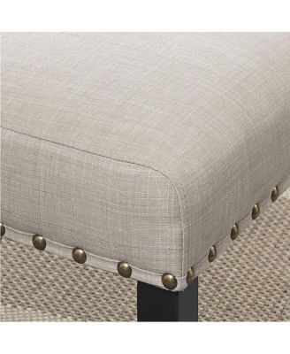 Biony Espresso Wood Dining Set with Tan Fabric Nailhead Chairs, 5-Pc