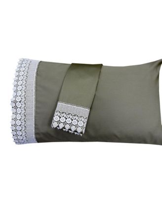 Embellished 4-Inch Lace Trim Pillowcases (Pair) Luxury 608 Thread Count - USA, Standard