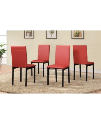 Citico 5-Pc Dinette Set with Faux Marble Top, White Table with Red Chairs