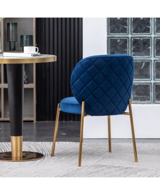 Amoa Contemporary 3-Pc Dining Set, White Round Dining Table and 2 Chairs, Blue