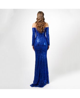 Women's Zoya Long Sleeve Sequin Gown