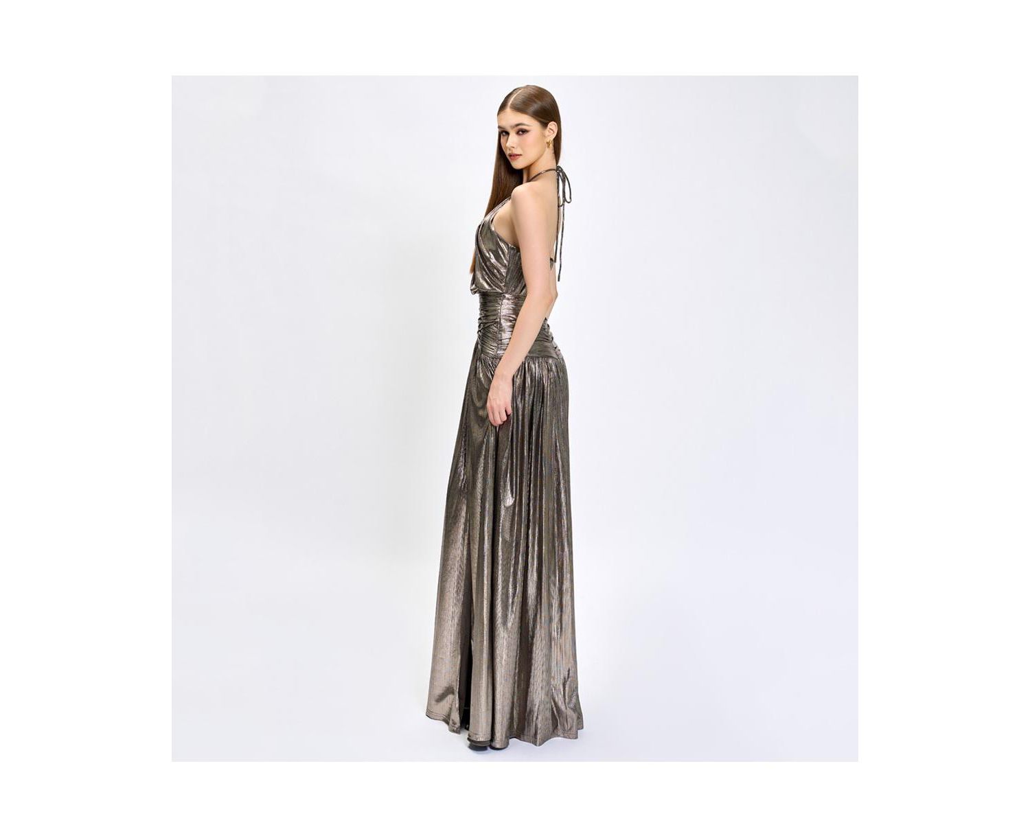 Women's Aisha Ruched High Neck Gown