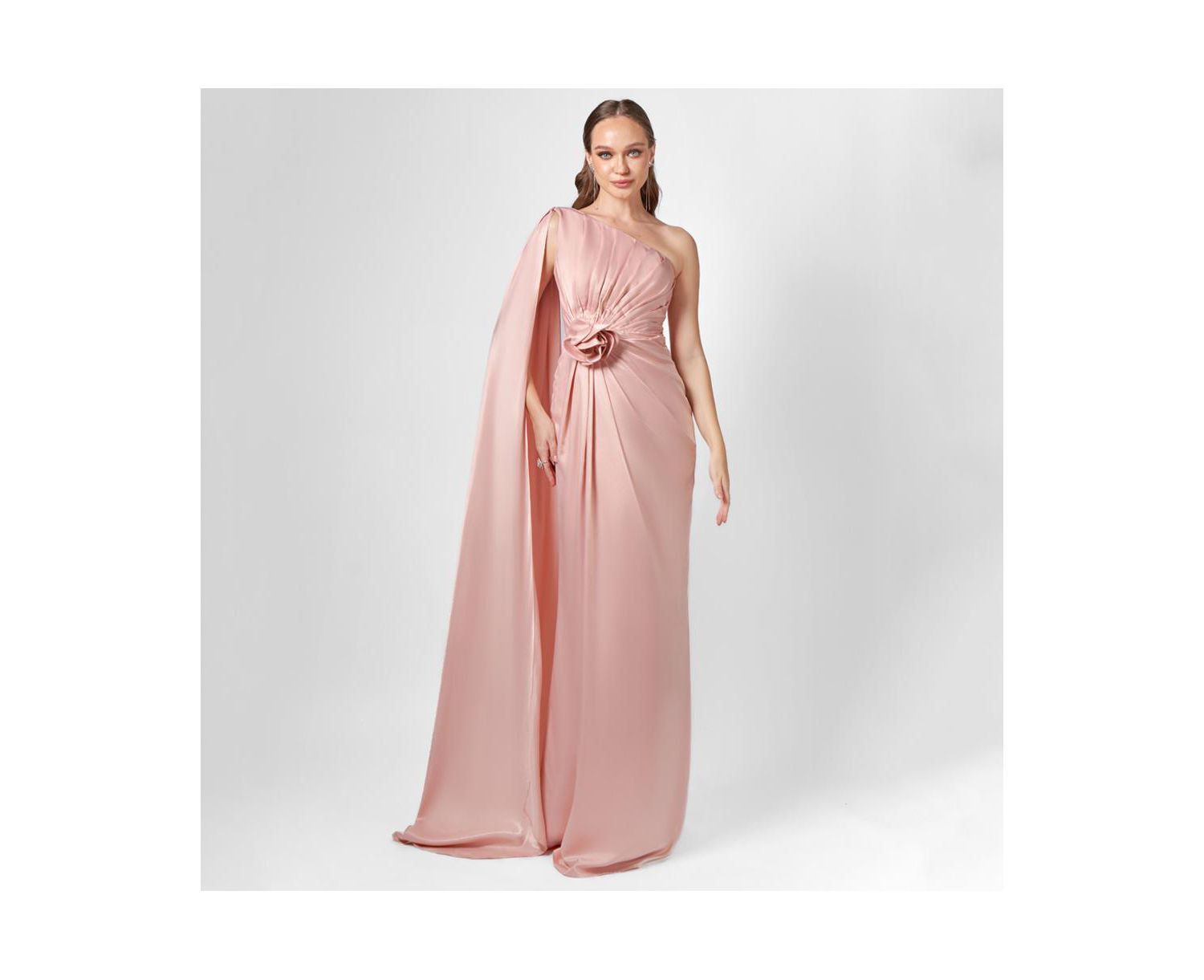 Justine One Shoulder Cape Gown