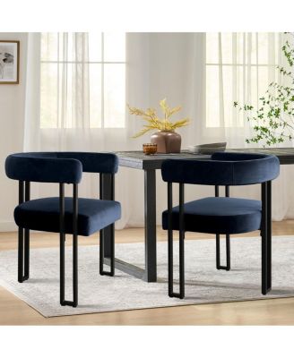 3-Piece 35 Inch Round Dining Table Set with 2 Velvet Chairs, Space-Saving Kitchen & Dining Room Furniture for Small Spaces