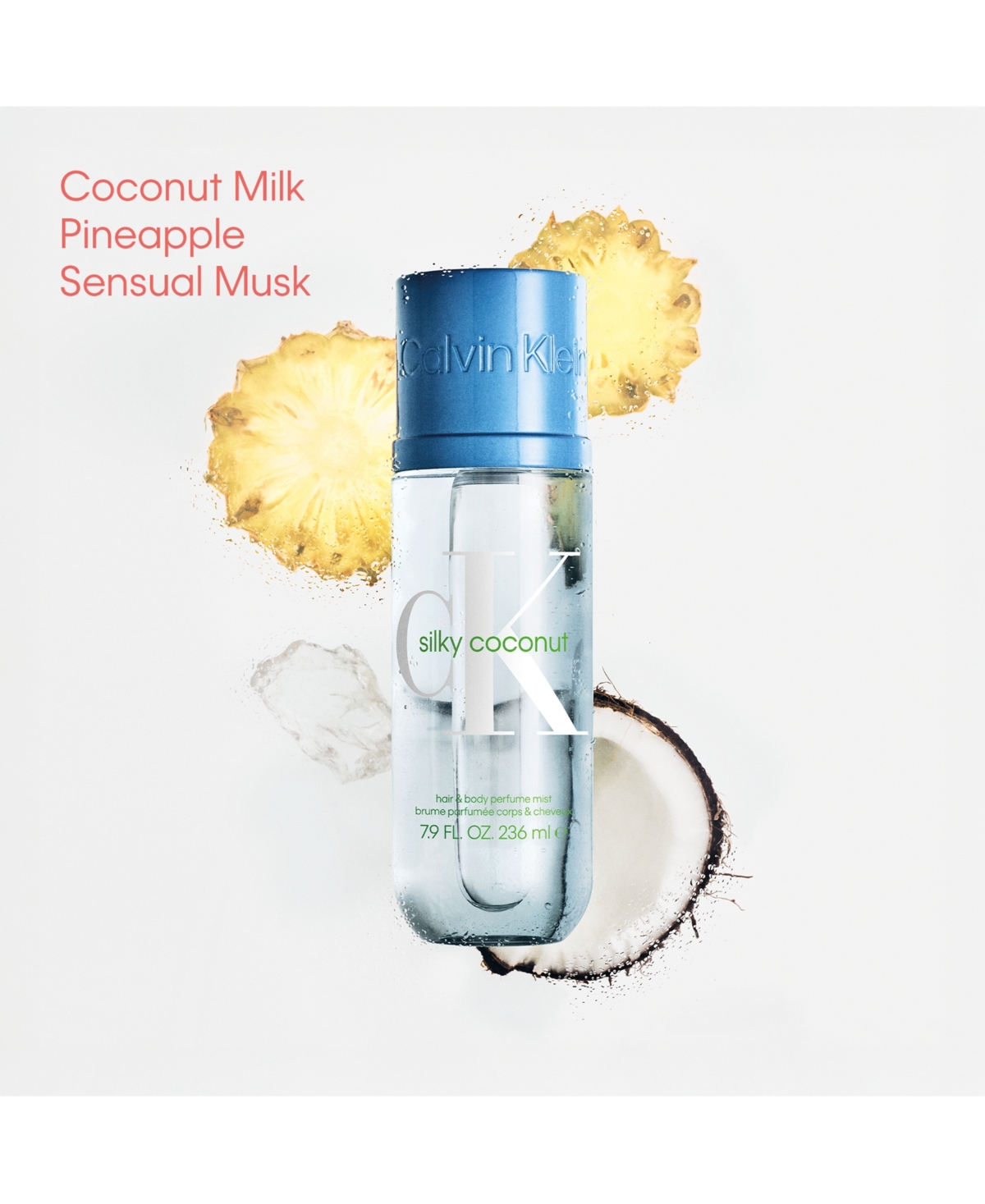 Calvin Klein Silky Coconut Unisex Hair & Body Perfume Mist, 7.9 Oz. In Transparent