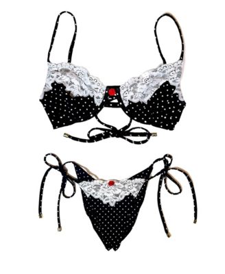 Women's Polka Dot Lace Underwire Bikini Top
