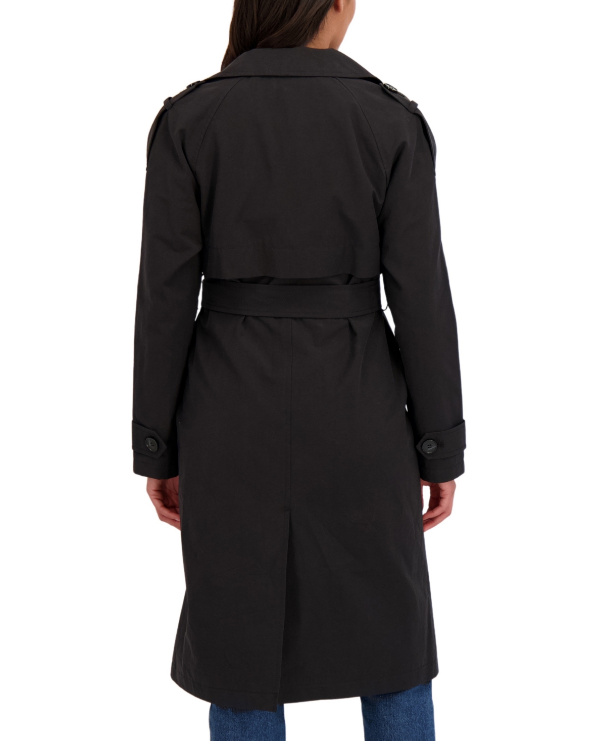 Sebby Collection Women's Belted Double Breasted Long Trench Coat