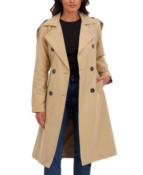 Женские куртки Sebby Collection Women's Belted Double Breasted Long Trench Coat
