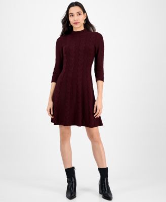 Sandra Darren - Petite Textured Mock Neck Sweater Dress