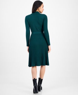 Petite Pleated Midi Sweater Dress