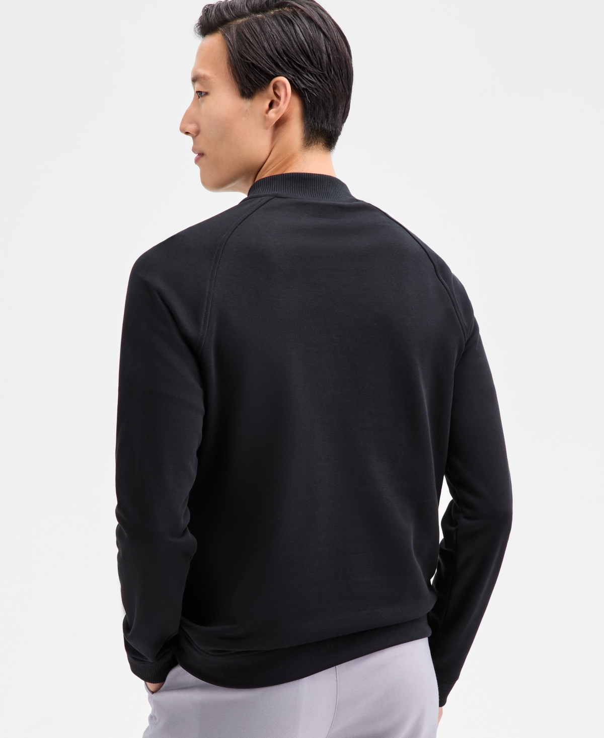 Alfani Men's Long Sleeve Quarter-snap French Terry Sweatshirt, Macy's Exclusive In Black