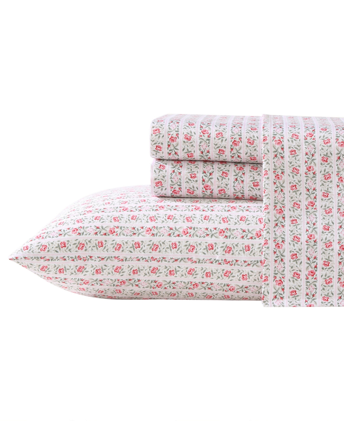 Laura Ashley Closeout!  300 Thread Count Cotton Sateen 4-pc. Sheet Set, Queen In Pink