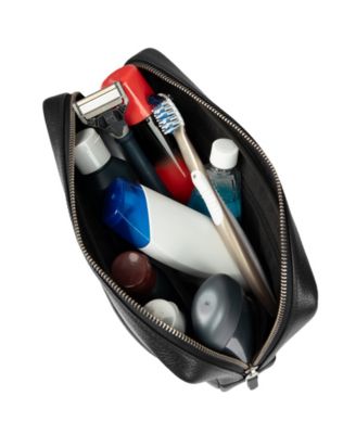 Men's Two Tone Top Zip Leather Toiletry Bag