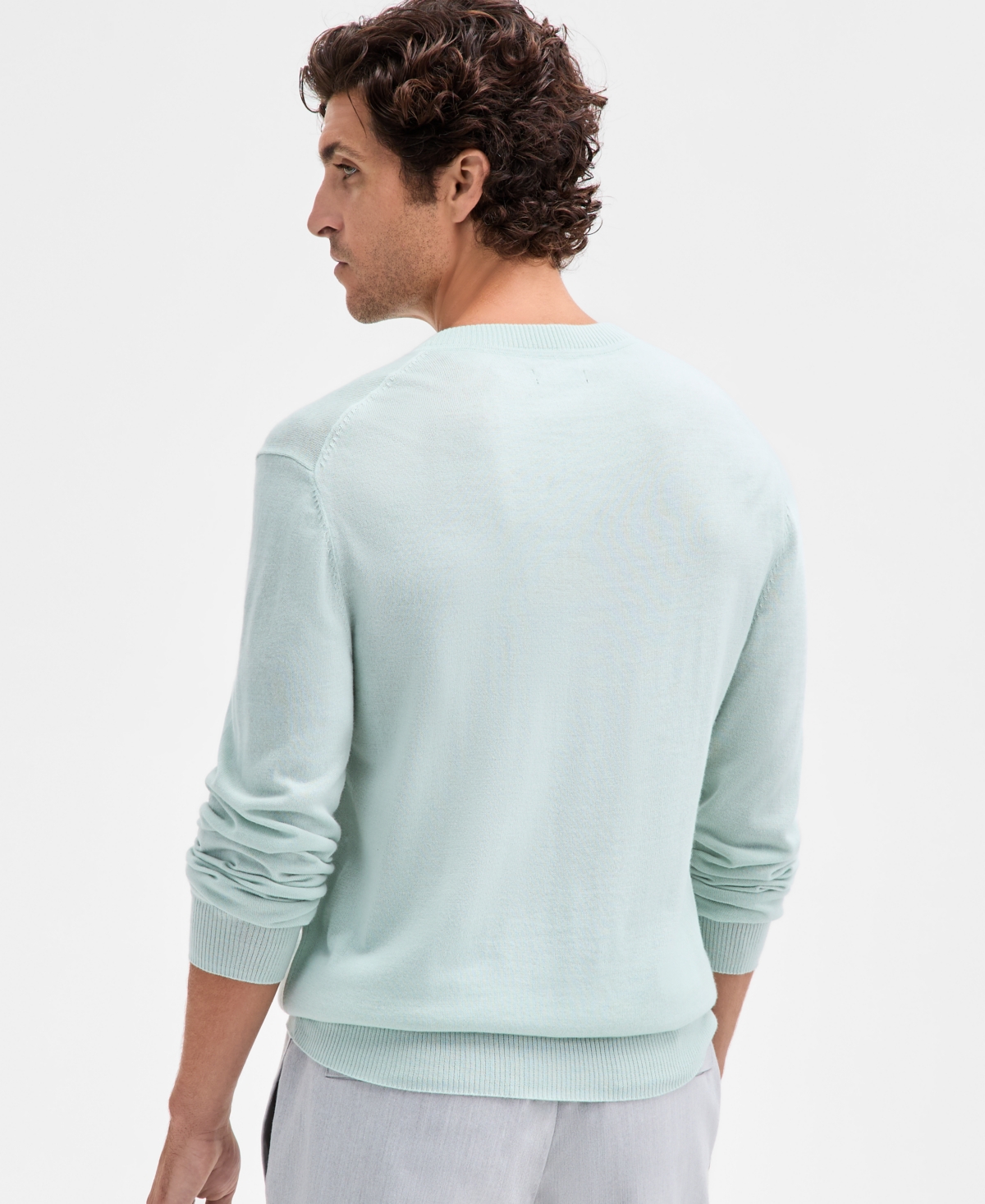 Alfani Men's Long-sleeve V-neck Merino Sweater, Created For Macy's In Blue