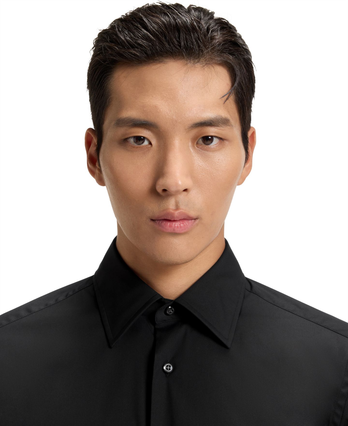 Мужская рубашка Hugo Boss Slim-Fit Poplin Dress Shirt, цвет: Чёрный — фото 4