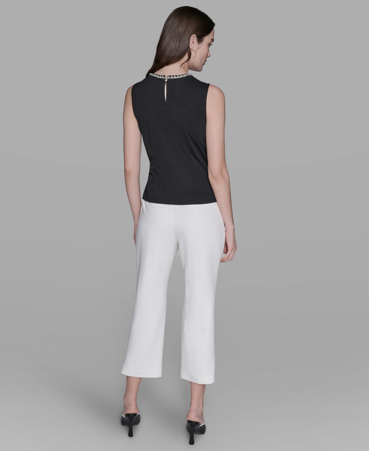 Karl Lagerfeld Women's Embellished Pleated Top In Black