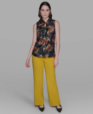 Women's Floral-Print Tie-Neck Blouse