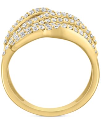EFFY&reg; Diamond Round & Baguette Multirow Diagonal Ring (1-3/8 ct. t.w.) in 14k Gold