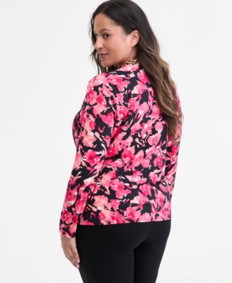 Plus Size Printed Long-Sleeve Surplice-Neck Top, Macy's Exclusive