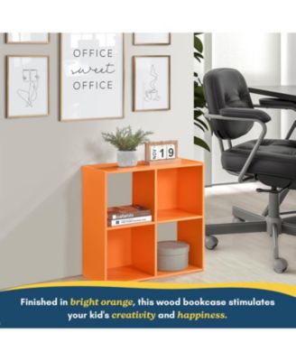 4-Cube Children's Bookcase, Kids Toy Storage Shelf Organizer for Playroom, Bedroom, Nursery School