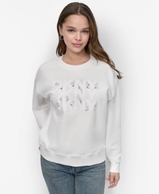 Women's Flocking Rhinestone Crew Neck Sweatshirt