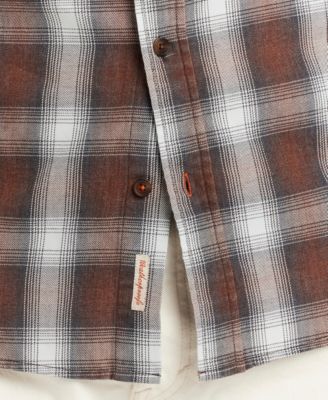 Men's Long Sleeve Button-Down Burnout Plaid Flannel Shirt