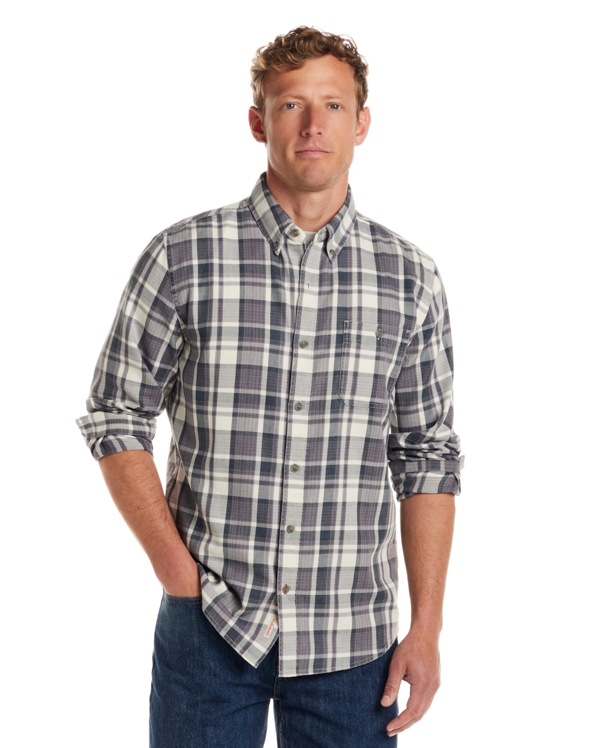 Weatherproof Vintage Men's Long Sleeve Button-down Burnout Plaid Flannel Shirt In Multi