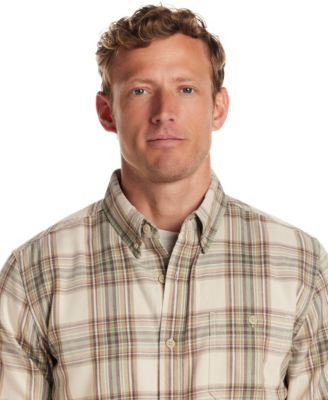 Men's Long Sleeve Button-Down Burnout Plaid Flannel Shirt