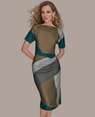 Petite Sheath Boatneck Midi Dress