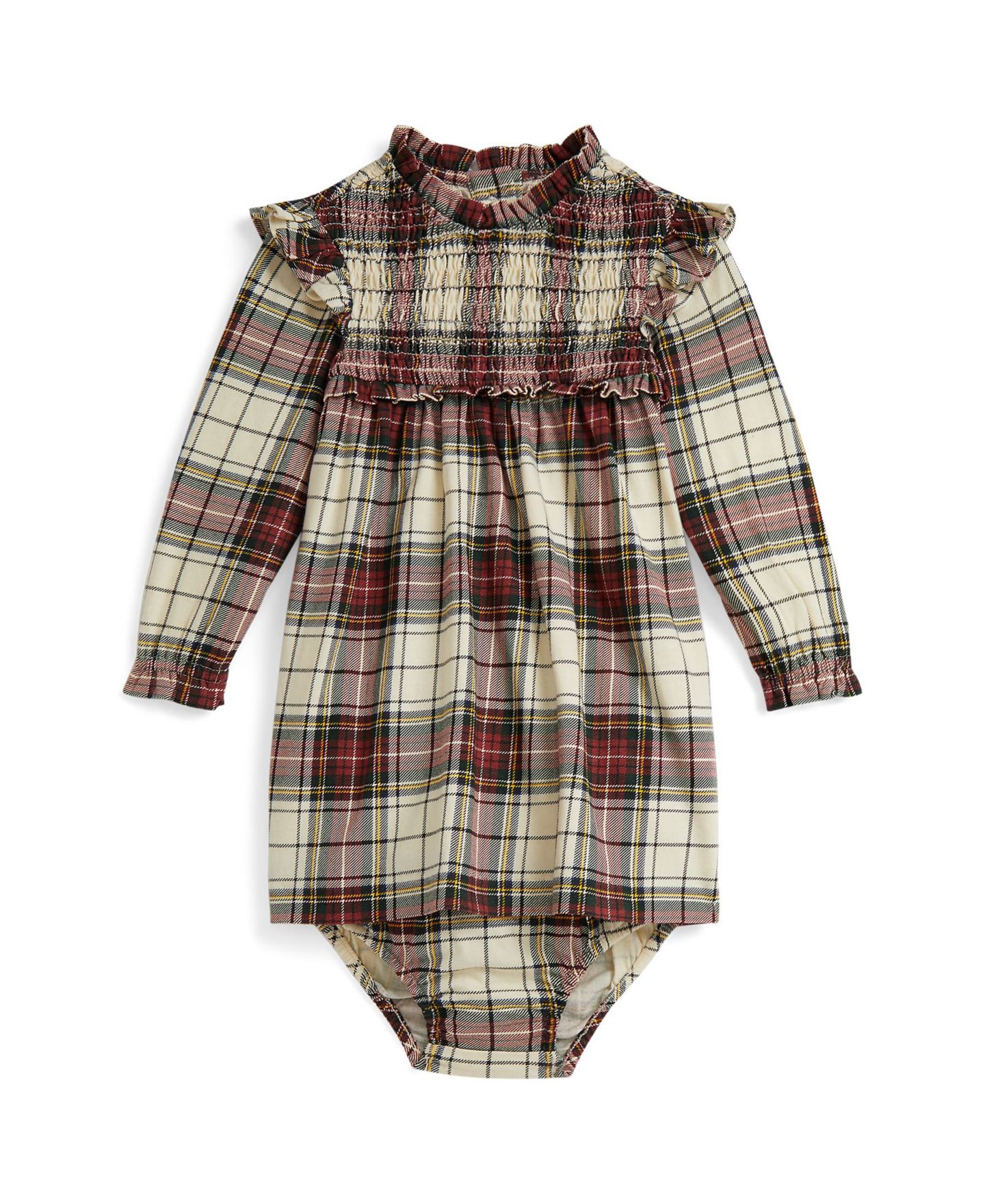 Платья Polo Ralph Lauren Plaid Cotton Jersey Dress and Bloomer для девочек-малышей, цвет: Разноцветный — фото 1