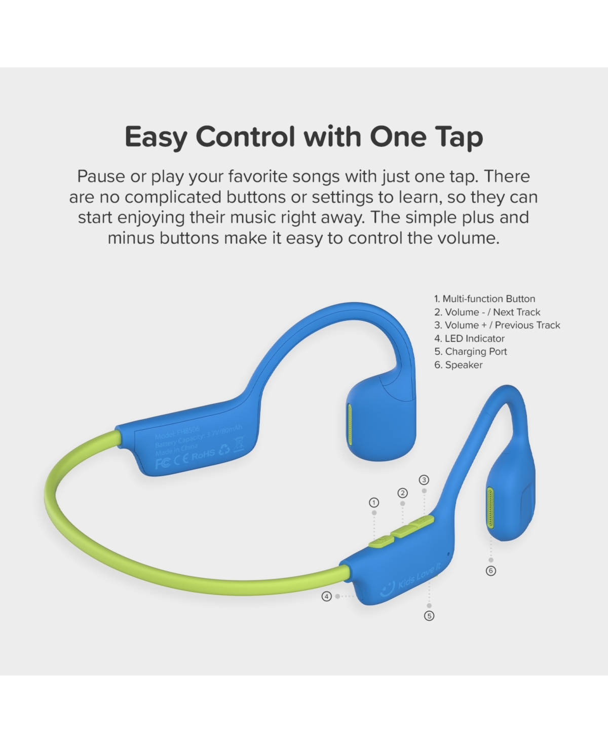 myFirst headphones Airwaves - Truly Wireless, Bluetooth, Open-Ear for Kids Pink