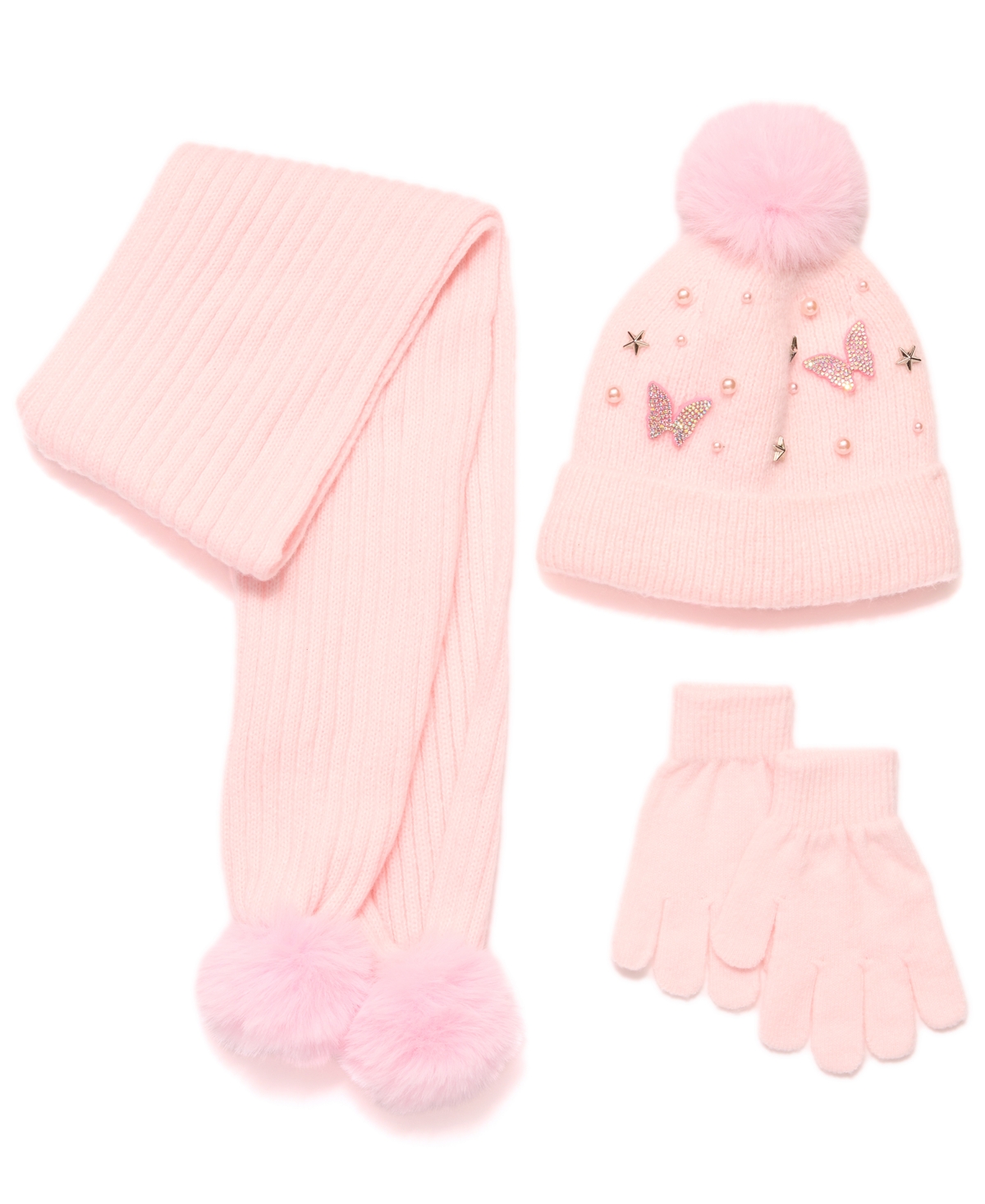 Inmocean Big Girls 3-piece Hat, Gloves, And Scarf Set In Pink
